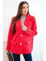 Dámská bunda z měkkého beránka s límcem fuchsie