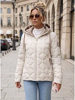 Dámská prošívaná přechodová bunda s kapucí, světle šedá, FashionStreet TY5884