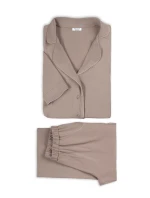 Pyžamo Mademoiselle Sommeil CC0153 Mocca Ease long/r S-XL pruhované