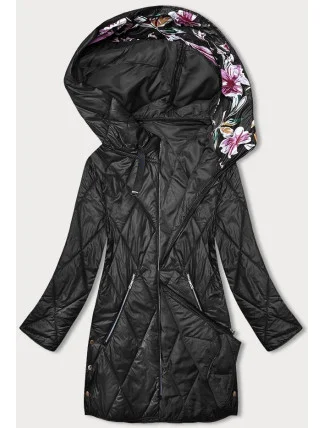 Černá dámská bunda s ozdobnou kapucí (B8215-1) Černá dámská bunda s ozdobnou kapucí (B8215-1)