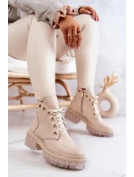 Kožené Boty S Masivní Podrážkou Béžový Horizont