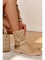 Prolamované Botičky Se Zipem S řetízkem béžový Chantelle