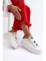 Dámské boty na platformě s ozdobami bílé Herbisa