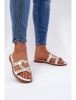 Zdobené Ploché Pantofle Dámské Bílé Adivrae