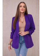 Elegantní sako s klopami tmavě fialové