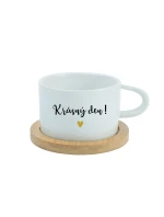 KRÁSNÝ DEN! - bílý hrníček makronka 200 ml KRÁSNÝ DEN! - bílý hrníček makronka 200 ml