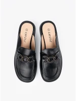 Designové  nazouváky dámské černé na plochém podpatku