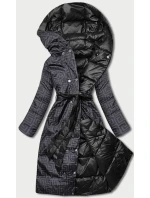 Černá oboustranná dlouhá bunda s kapucí (p22-6638-1) Černá oboustranná dlouhá bunda s kapucí (p22-6638-1)