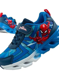 Leomil dětské sportovní boty Spiderman lehké tenisky na suchý zip LED modré