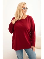 Dámská blůza Plus Size bavlněná s kulatým výstřihem bordová Dámská blůza Plus Size bavlněná s kulatým výstřihem bordová