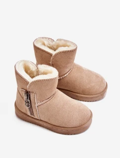 Dětské nazouvací zateplené sněhule Béžove Catellie