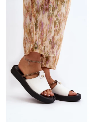 Dámské kožené žabky Zazoo 2896 Bílo-černé