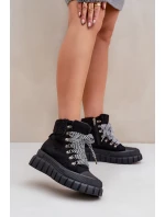 Dámské Zateplené Botky Trapery Na Platformě Černé Alcyhen