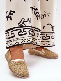 Elegantní Kožené Espadrilky S Pletením Béžovo-Zlaté Zazoo 10178