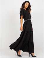 Černá letní sukně s volánem a elastickým pasem