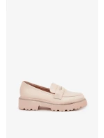 Dámské eko kožené mokasíny s cyrkoniemi Wilamla – béžové