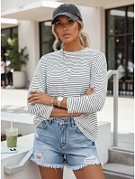 Dámská pruhovaná oversize mikina PEILLE bílá FashionStreet RY2364