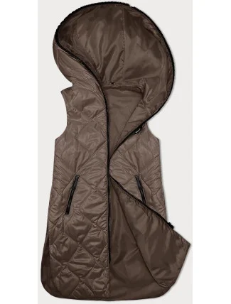 Tmavě béžová dámská vesta s ozdobným prošíváním (B8230-12) Tmavě béžová dámská vesta s ozdobným prošíváním (B8230-12)