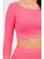 Souprava halenky a sukně růžová neonová