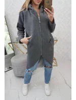 Zateplená dlouhá mikina v grafitová melanž