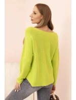 Svetr dámský s viskózou a výstřihem do V pistáciový
