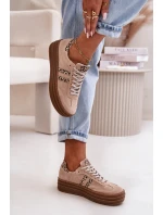 Zazoo N1068S4 Dámské Semišové Sneakersy Na Platformě Leopardí Růžové