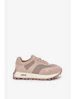 Semišové Sneakersy Na Platformě Dámské Big Star RR274897 HI-POLY SYSTEM Béžové