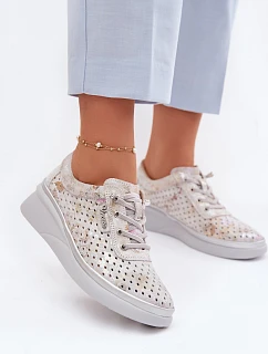 Semišové perforované dámské polobotky Vinceza 79603 šedé