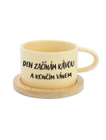 DEN ZAČÍNÁM KÁVOU A KONČÍM VÍNEM - žlutý hrníček makronka 200 ml