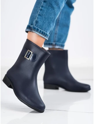 Designové modré dámské gumáky na plochém podpatku Designové modré dámské gumáky na plochém podpatku