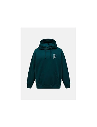 Pánská mikina PEAK PERFORMANCE M Terry Graphic Hood, zelená barva