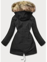 Ciepła kurtka zimowa damska czarny/ecru/brąz  (w629big)