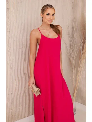 Dlouhé šaty bez ramínek fuchsie