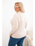 Dámský svetr Plus Size z viskózy s rolákem béžový Dámský svetr Plus Size z viskózy s rolákem béžový