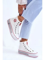 Dámské vysoké textilní tenisky na platformě Big Star LL274185 Bílá Dámské vysoké textilní tenisky na platformě Big Star LL274185 Bílá