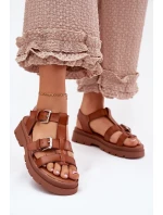 Dámské Sandály Eko Kůže S Přezkami Camel Jeneliena