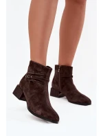 Dámské boty z přírodního semiše na klínu zateplené D&A CR52-651 čokoládové