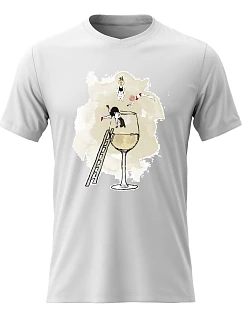 Dámské bavlněné tričko s potiskem - SKOK DO VÍNA - bílé