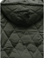 Prošívaná bunda v army barvě s ozdobnými stahovacími lemy (16M9086-136)