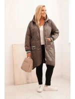 Dámská bunda Plus Size prošívaná s kapucí a sportovními manžetami fango