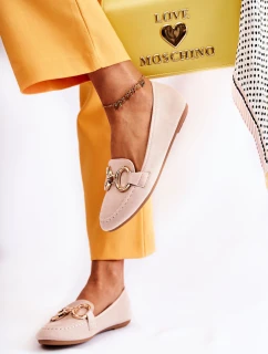 Dámské semišové mokasíny s zdobením béžove Reality