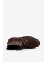 Semišové Zateplené Kotníkové Boty Na Zip Big Star OO174229 Hnědé Semišové Zateplené Kotníkové Boty Na Zip Big Star OO174229 Hnědé