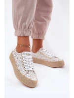 Vzorované Dámské Tenisky Na Platformě S Pletením Lee Cooper LCW-25-08-3648L Bílá-Zlatá