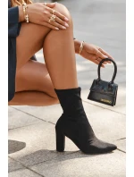 Dámské botky Rosivelle – na sloupkovém podpatku, černé s prošitím