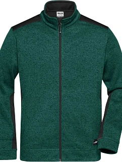 Daiber JN 862 Pánská pracovní bunda pletený fleece - Strong 02.0862 dark green melange/black