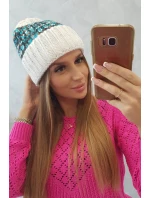 Dámská čepice Iris K348 white+turquoise Dámská čepice Iris K348 white+turquoise