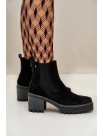 Dámské Botky Zateplené Na Podpatku Eko Semišové Černé Irissinae Dámské Botky Zateplené Na Podpatku Eko Semišové Černé Irissinae