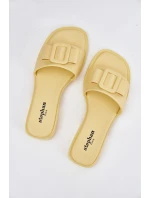 Dámské nazouváky s nízkým podpatkem s přezkou Žluté Melivra