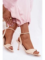 Dámské sandály na podpatku z eko kůže béžové Sedira