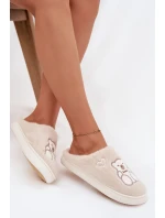 Dámské papuče s kožíškem a motivem medvídka – béžové Noralie